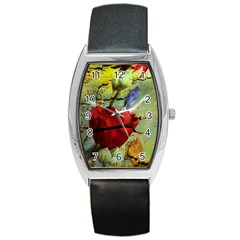 Rusty Globe Mallow Flower Barrel Style Metal Watch