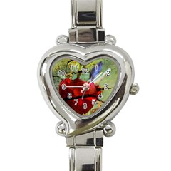 Rusty Globe Mallow Flower Heart Italian Charm Watch