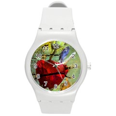 Rusty Globe Mallow Flower Round Plastic Sport Watch (m) by MichaelMoriartyPhotography