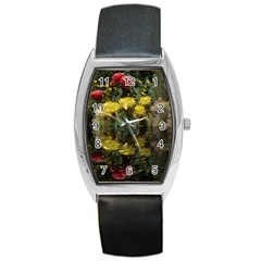 Cactus Flowers With Reflection Pool Barrel Style Metal Watch