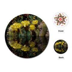 Cactus Flowers With Reflection Pool Playing Cards (round) 