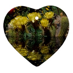 Cactus Flowers With Reflection Pool Heart Ornament (2 Sides)