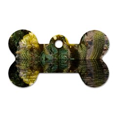 Cactus Flowers With Reflection Pool Dog Tag Bone (two Sides)