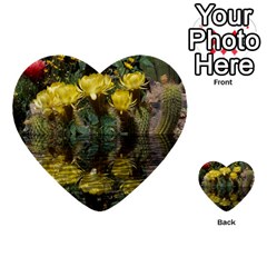 Cactus Flowers With Reflection Pool Multi-purpose Cards (heart)  by MichaelMoriartyPhotography