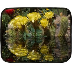 Cactus Flowers With Reflection Pool Fleece Blanket (mini) by MichaelMoriartyPhotography