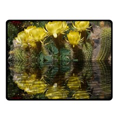 Cactus Flowers With Reflection Pool Fleece Blanket (small) by MichaelMoriartyPhotography