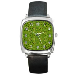 Geometric African Print Square Metal Watch by dflcprints