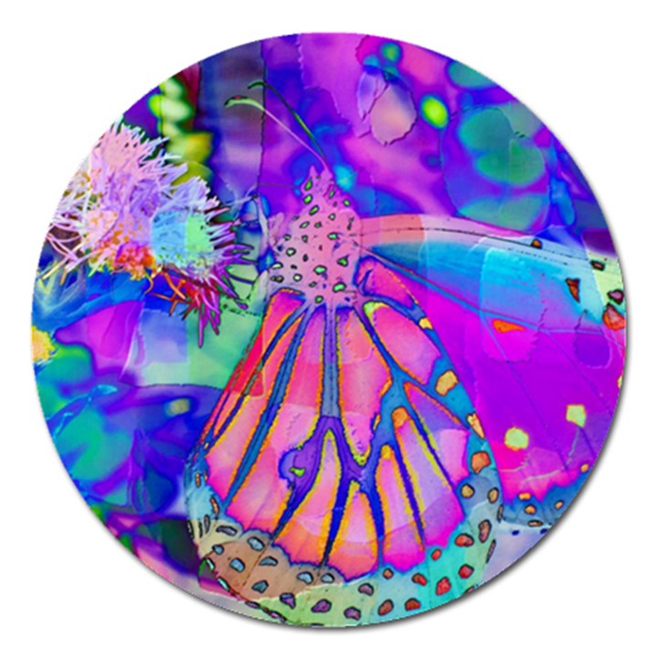 Psychedelic Butterfly Magnet 5  (Round)