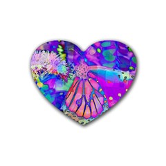 Psychedelic Butterfly Rubber Coaster (Heart) 