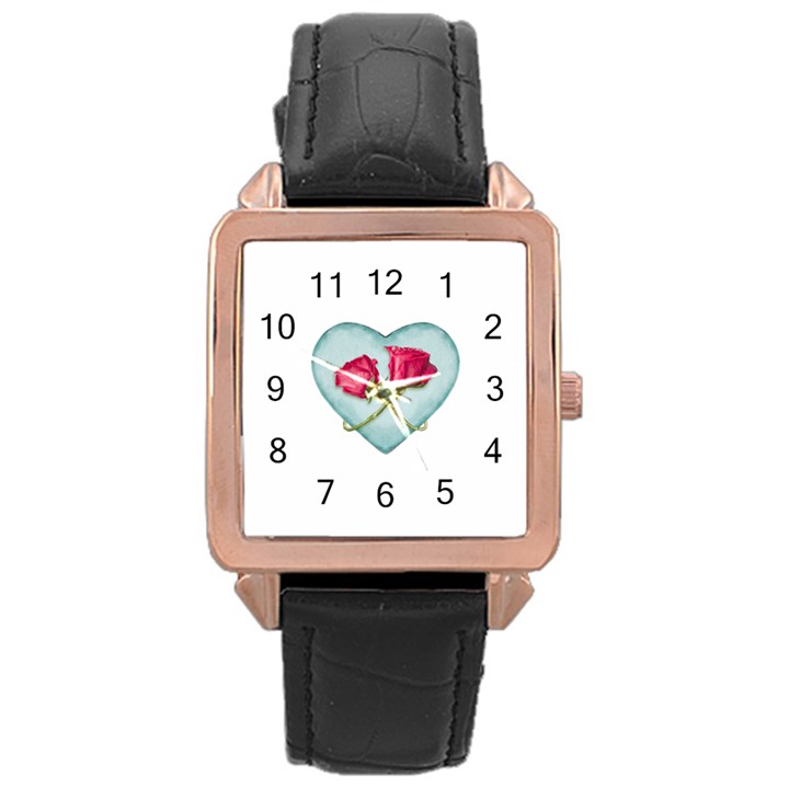 Love Ornate Motif  Rose Gold Leather Watch 