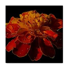 Marigold On Black Tile Coasters