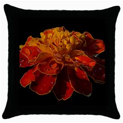 Marigold On Black Throw Pillow Case (black) by MichaelMoriartyPhotography