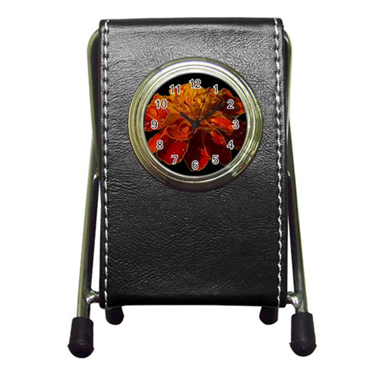 Marigold on Black Pen Holder Desk Clocks