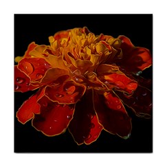 Marigold On Black Face Towel by MichaelMoriartyPhotography