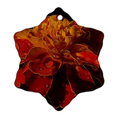 Marigold On Black Snowflake Ornament (2-side) by MichaelMoriartyPhotography