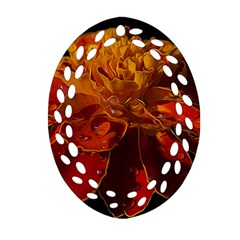 Marigold On Black Ornament (oval Filigree)  by MichaelMoriartyPhotography