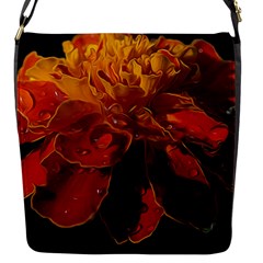 Marigold On Black Flap Messenger Bag (s) by MichaelMoriartyPhotography