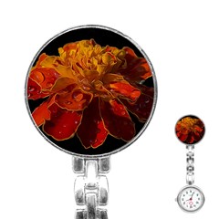 Marigold On Black Stainless Steel Nurses Watch