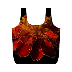 Marigold On Black Full Print Recycle Bags (m)  by MichaelMoriartyPhotography