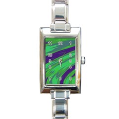 Swish Green Blue Rectangle Italian Charm Watch by BrightVibesDesign