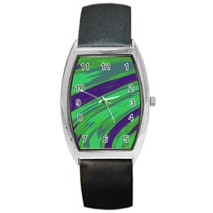 Swish Green Blue Barrel Style Metal Watch by BrightVibesDesign