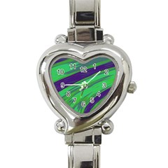 Swish Green Blue Heart Italian Charm Watch by BrightVibesDesign