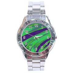 Swish Green Blue Stainless Steel Analogue Watch by BrightVibesDesign