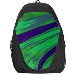 Swish Green Blue Backpack Bag by BrightVibesDesign