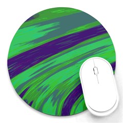 Swish Green Blue Round Mousepads by BrightVibesDesign