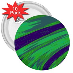 Swish Green Blue 3  Buttons (10 Pack)  by BrightVibesDesign