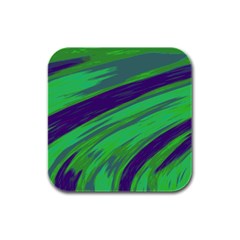 Swish Green Blue Rubber Square Coaster (4 Pack)  by BrightVibesDesign