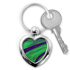 Swish Green Blue Key Chains (heart)  by BrightVibesDesign