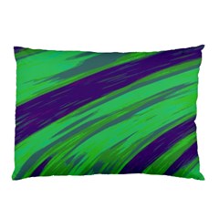 Swish Green Blue Pillow Case by BrightVibesDesign