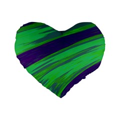 Swish Green Blue Standard 16  Premium Heart Shape Cushions by BrightVibesDesign