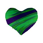 Swish Green Blue Standard 16  Premium Heart Shape Cushions Back