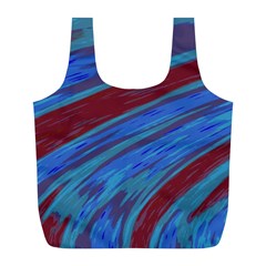 Swish Blue Red Abstract Full Print Recycle Bags (l)  by BrightVibesDesign