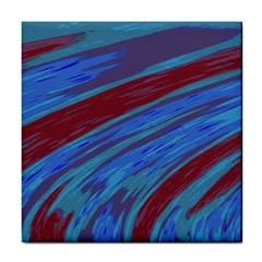 Swish Blue Red Abstract Tile Coasters by BrightVibesDesign