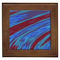 Swish Blue Red Abstract Framed Tiles by BrightVibesDesign