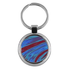 Swish Blue Red Abstract Key Chains (round)  by BrightVibesDesign