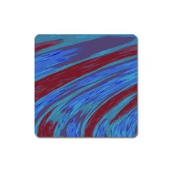 Swish Blue Red Abstract Square Magnet by BrightVibesDesign