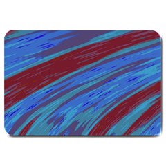 Swish Blue Red Abstract Large Doormat  by BrightVibesDesign