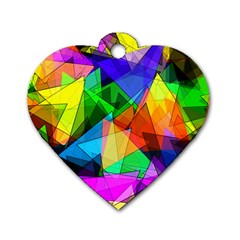 Colorful Triangles                                                                  			dog Tag Heart (one Side) by LalyLauraFLM