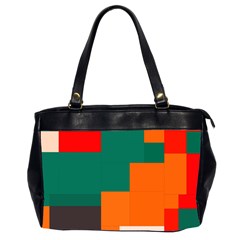 Rectangles And Squares  In Retro Colors                                                                   Oversize Office Handbag (2 Sides) by LalyLauraFLM