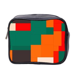 Rectangles And Squares  In Retro Colors                                                                   Mini Toiletries Bag (two Sides) by LalyLauraFLM