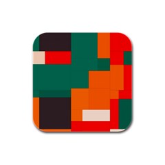 Rectangles And Squares  In Retro Colors                                                                   			rubber Square Coaster (4 Pack by LalyLauraFLM