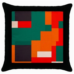 Rectangles And Squares  In Retro Colors                                                                   			throw Pillow Case (black) by LalyLauraFLM