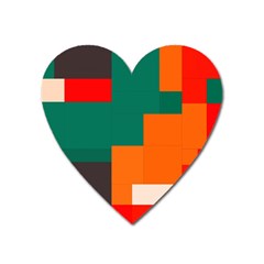 Rectangles And Squares  In Retro Colors                                                                   			magnet (heart) by LalyLauraFLM