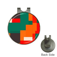 Rectangles And Squares  In Retro Colors                                                                   			golf Ball Marker Hat Clip by LalyLauraFLM