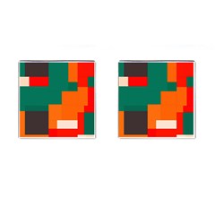 Rectangles And Squares  In Retro Colors                                                                   			cufflinks (square) by LalyLauraFLM