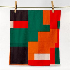 Rectangles And Squares  In Retro Colors                                                                   			face Towel by LalyLauraFLM